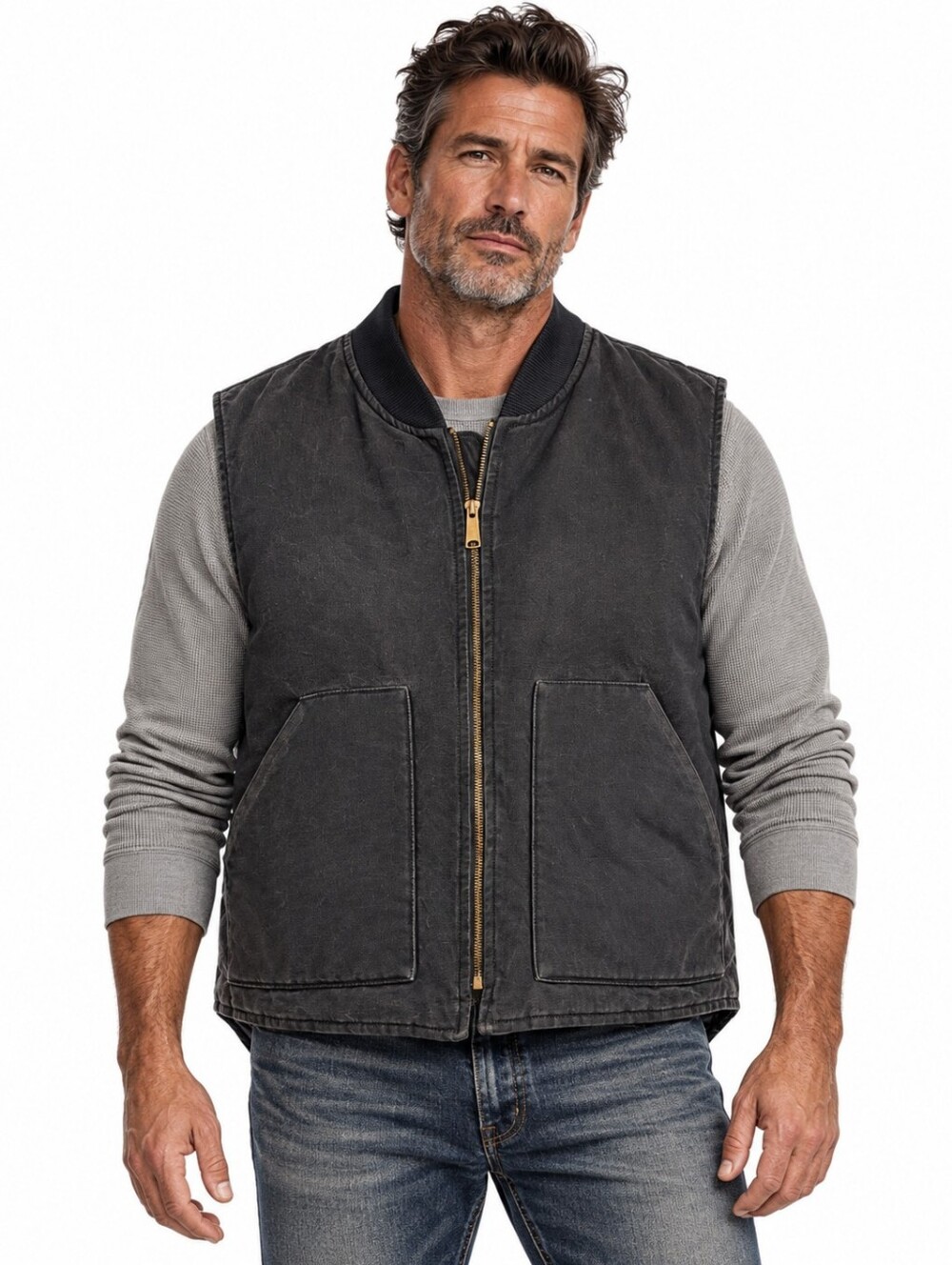 Vintage Carhartt VQ185 Black Duck Canvas Quilted Lined Work Vest XL USA